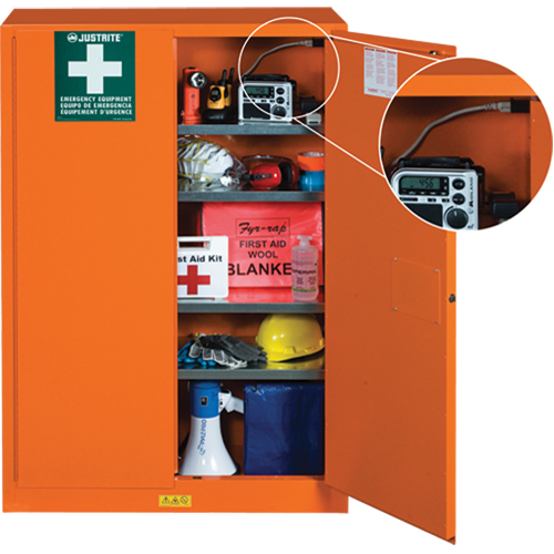 Armoires de rangement pour pr&eacute;paration aux situations d'urgence, Acier, 4 Tablettes, 65" h x 43" la x 18" P, Orange Cam Industrial