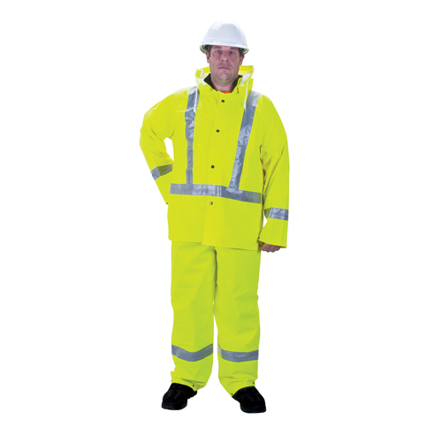 RZ900 Premium Traffic Rain Suit, Polyester, Small, High Visibility Lime-Yellow Cam Industrial
