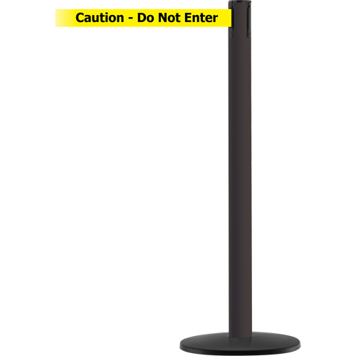 Montant pour syst&egrave;me Advance TensaBarrier, Acier, 36" h, Ruban Noir/Jaune, Longueur du ruban 7,5' Cam Industrial