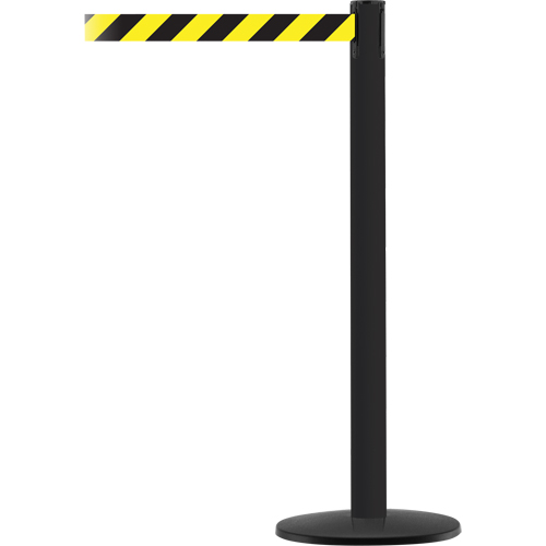 Advance TensaBarrier&reg; Barrier Post, Steel, 36" H, Black/Yellow Tape, 7.5' Tape Length Cam Industrial