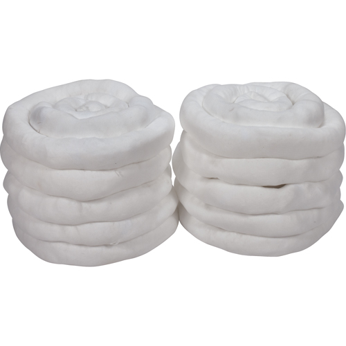 Sorbent Sock, Oil Only, 45 gal. Absorbancy, 3" W x 10' L, Pack of 10 Cam Industrial