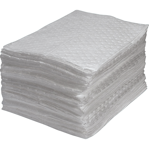 Premium Fine Fiber Sorbent Pads, Oil Only, 15" x 17", 25 gal. Absorbancy Cam Industrial