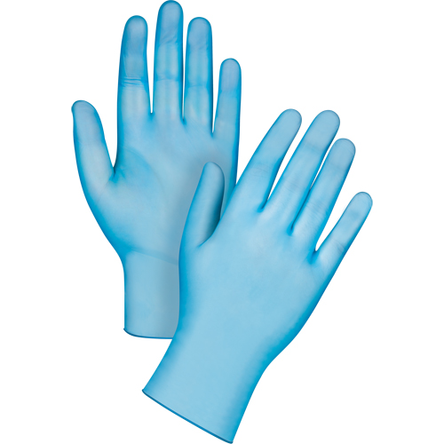 Gants jetables de calibre m&eacute;dical, Petit, Vinyle, 4,5 mils, Sans poudre, Bleu, Classe 2 Cam Industrial