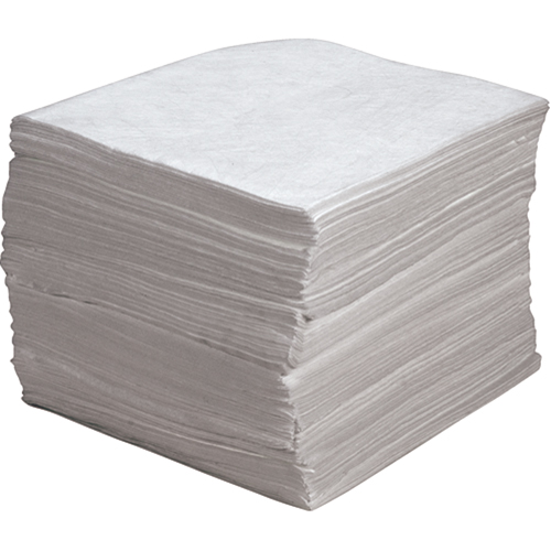 Feuilles absorbantes souffl&eacute;es de premi&egrave;re qualit&eacute;, Huile seulement, 15" x 17", 30 gal. d'absorption Cam Industrial
