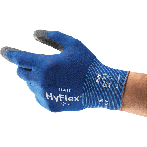 Hyflex &reg; 11-618 Gloves, 6, Polyurethane Coating, 18 Gauge, Nylon Shell Cam Industrial