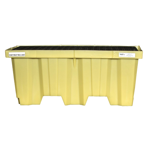 Nestable 2-Drum Poly-Spillpallet With Drain, 66 US gal. Spill Capacity, 51" x 26" x 21" Cam Industrial