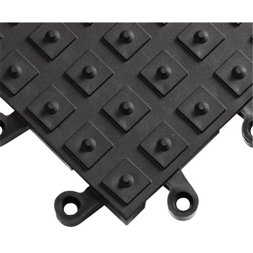 ErgoDeck&reg; Matting With Integrated No-Slip Cleats No. 552, PVC, 1-1/2' W x 1-1/2' L, 7/8" Thick, Black Cam Industrial