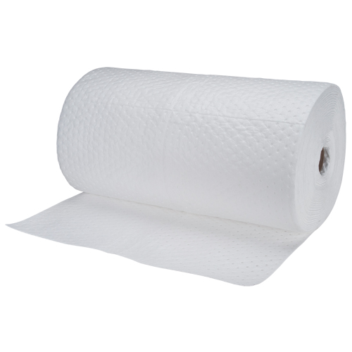 Rouleaux absorbants en fibres fines de calibre industriel, Lourd, 150' lo x 30" la, Absorption 70 gal. Cam Industrial