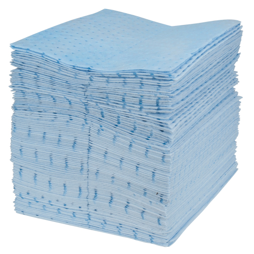 Premium Blue Bonded Sorbent Pads, Oil Only, 15" x 17", 30 gal. Absorbancy Cam Industrial
