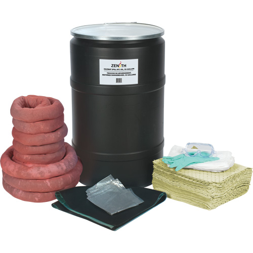 Trousse de lutte contre les d&eacute;versements, Mati&egrave;res dangereuses, Baril, Absorbance de 55 gal. US Cam Industrial
