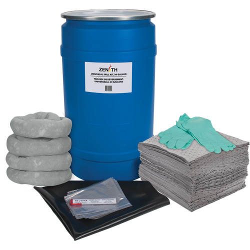 Trousse de lutte contre les d&eacute;versements pour &eacute;tabli, Universel, Baril, Absorbance de 30 gal. US Cam Industrial