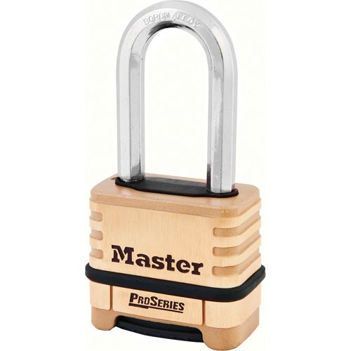 ProSeries&reg; Combination Padlock, Silver, Brass Coating, 2-1/4" Width Cam Industrial