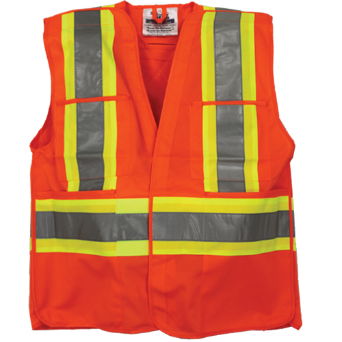 Veste de s&eacute;curit&eacute; pour arpenteur, Orange haute visibilit&eacute;, 4T-Grand/5T-Grand, Polyester Cam Industrial