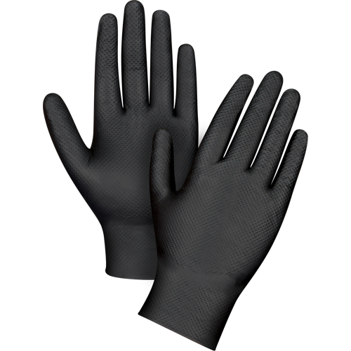Heavyweight Tactile Grip Examination Gloves, X-Large, Nitrile, 8-mil, Powder-Free, Black Cam Industrial
