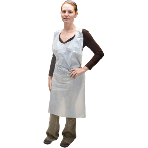 Polyethylene Aprons, Polyethylene, White, 35" W x 46" L Cam Industrial