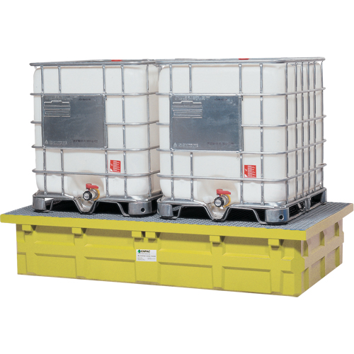 Double IBC Low-Top Without Drain, 385 US gal. Spill Capacity, 110" x 55" x 20" Cam Industrial