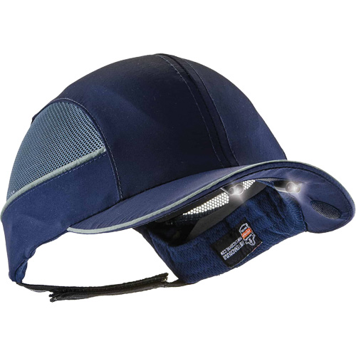 Skullerz&reg; 8960 Long Brim Bump Cap with LED Lighting, Navy Blue Cam Industrial