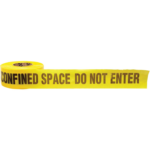 Barricade Tape, English, 3" W x 1000' L, 3 mils, Black on Yellow Cam Industrial