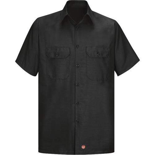 Short Sleeve Ripstop Shirt, Men's, Large (Tall), Black Cam Industrial