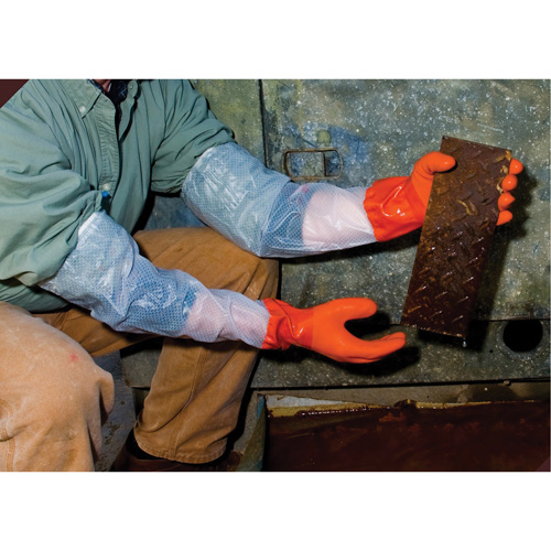 640 Chemical-Resistant Gloves, Size Medium, 25" L, PVC, Cotton Inner Lining, 43.3-mil Cam Industrial