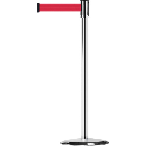 Montant pour barri&egrave;re Slimline TensaBarrier, Acier, 38" h, Ruban Rouge, Longueur du ruban 7,5' Cam Industrial