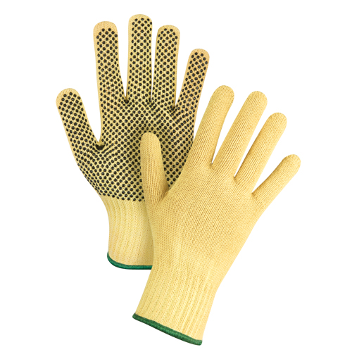 Gants tricot&eacute;s sans couture &agrave; pois, Taille Moyen/8, Calibre 7, Rev&ecirc;tement PVC, Enveloppe en Kevlar, ASTM ANSI niveau A2/EN 388 niveau 3 Cam Industrial