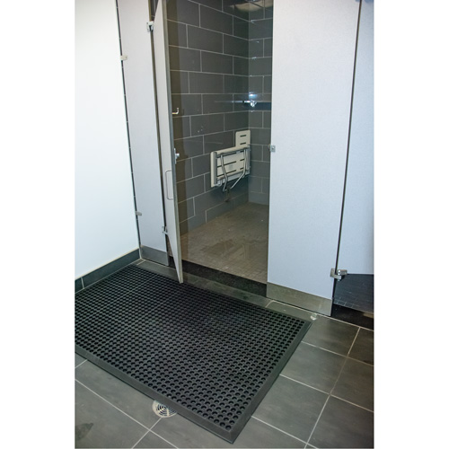 Outdoor Entrance Matting, Rubber, Scraper Type, Textured Pattern, 2' x 2-2/3', Black Cam Industrial