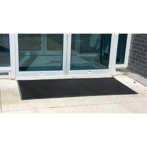 Outdoor Entrance Matting, Rubber, Scraper Type, Textured Pattern, 2' x 2-2/3', Black Cam Industrial