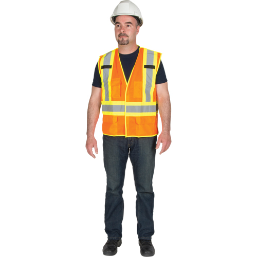 5-Point Tear-Away Premium Safety Vest , High Visibility Orange, Large/X-Large, Polyester Cam Industrial