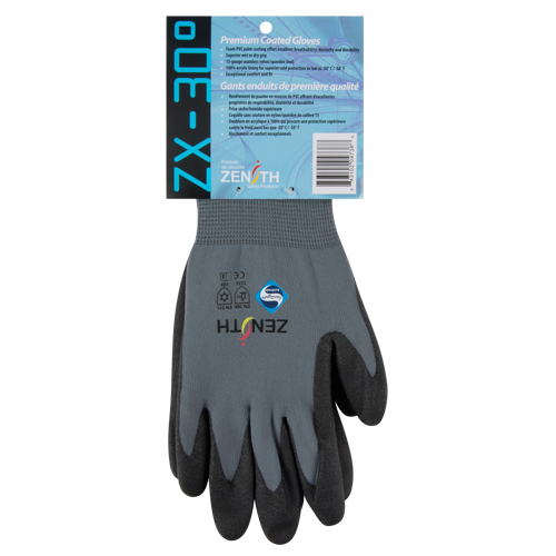 Gants enduits de premi&egrave;re qualit&eacute; ZX-30°, 9/Grand, R&ecirc;vetement PVC, Calibre 15, Enveloppe en Nylon Cam Industrial