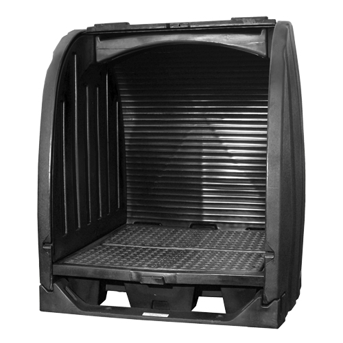 Spill Containment Sheds With Drain, 65" L x 58" W x 69" H, 6000 lbs. Load Capacity Cam Industrial