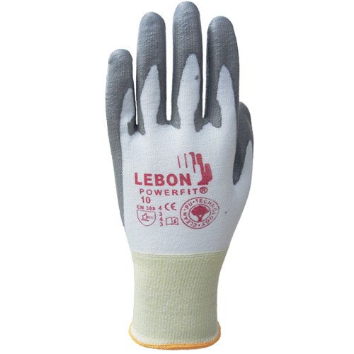 Gants r&eacute;sistants &agrave; la coupe PowerFit Lebon, Taille T-petit/6, Calibre 13, Rev&ecirc;tement Polyur&eacute;thane, Enveloppe en Poly&eacute;thyl&egrave;ne, ASTM ANSI niveau A2/EN 388 niveau B Cam Industrial