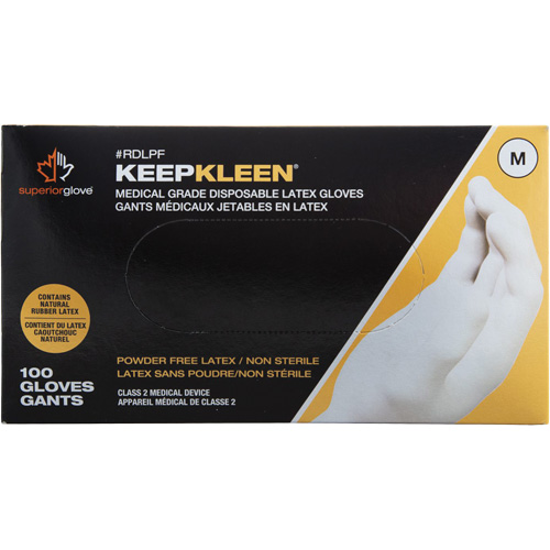 KeepKleen&reg; Disposable Medical Exam Grade Gloves, Large, Latex, 5-mil, Powder-Free, White, Class 2 Cam Industrial