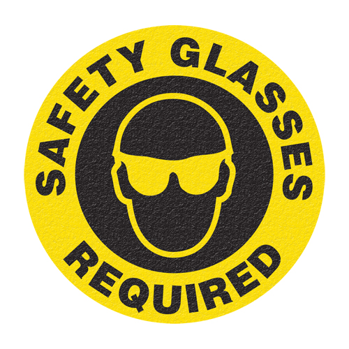 "Safety Glasses" Floor Sign, Adhesive, English with Pictogram Cam Industrial