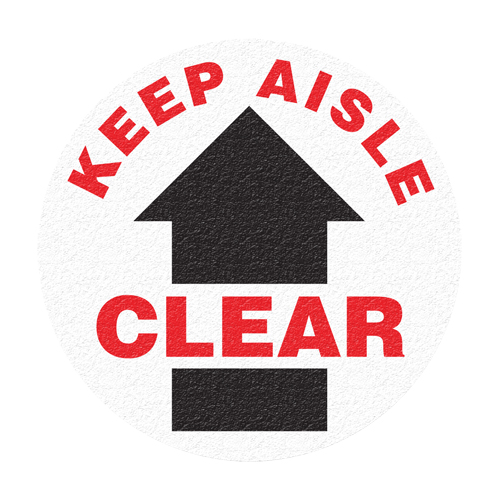 "Keep Aisle Clear" Floor Sign, Adhesive, English with Pictogram Cam Industrial