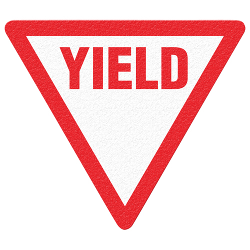 "Yield" Floor Sign, Adhesive, English with Pictogram Cam Industrial