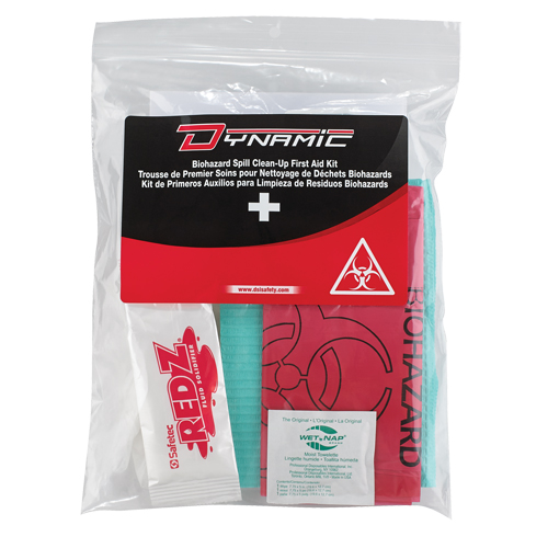 Trousse de premiers soins pour nettoyage de biorisques Dynamic, Dispositif m&eacute;dical Classe 1, Sac en plastique refermable Cam Industrial