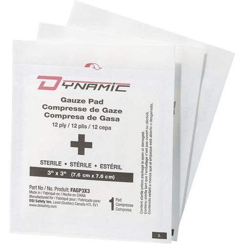 Dynamic Gauze, Pad, 3" L x 3" W, Sterile, Medical Device Class 1 Cam Industrial