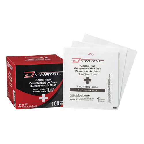 Gaze Dynamic, Tampon, 4" lo x 4" la, St&eacute;rile, Dispositif m&eacute;dical Classe 1 Cam Industrial