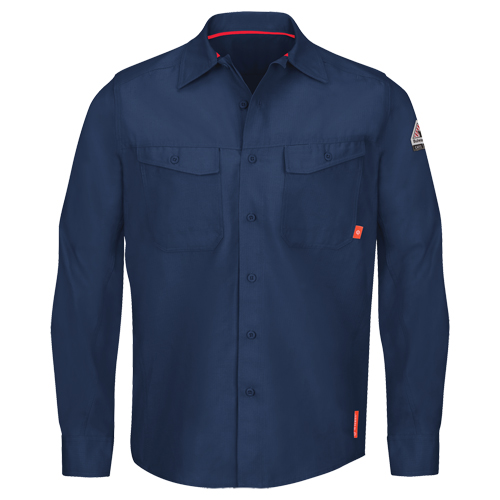 IQ Endurance&reg; Men's Work Shirts, Small, Navy Blue Cam Industrial