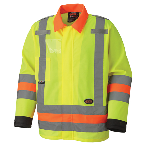 6007 Breathable Traffic Safety Jacket, Polyester, High Visibility Lime-Yellow, X-Small Cam Industrial
