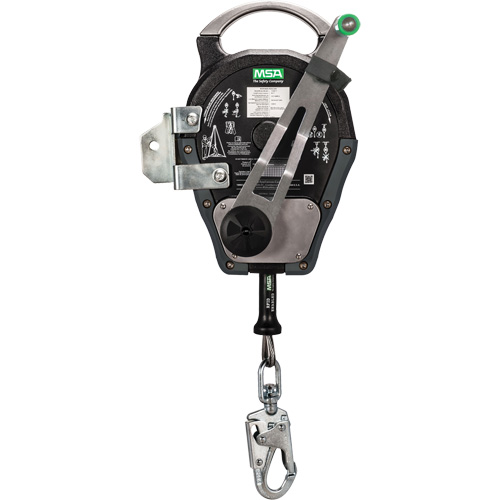 Workman Rescuer, 50', 1 Leg, Stainless Steel Cable, Snap Hook Harness Connector, Built-in Anchor Cam Industrial