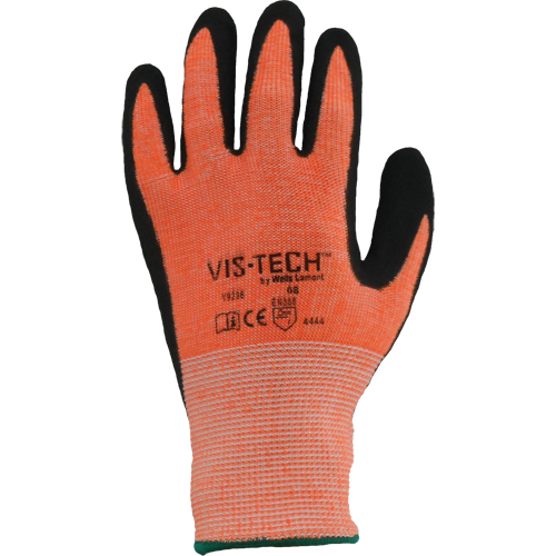 Vis-Tech Y9294 Cut Resistant Gloves, Size 6/X-Small, 13 Gauge, Polyurethane Coated, Stainless Steel Shell, ANSI/ISEA 105 Level 4 Cam Industrial