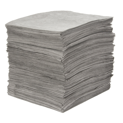 Premium Meltblown Sorbent Pads, Universal, 15" x 18", 25 gal. Absorbancy Cam Industrial