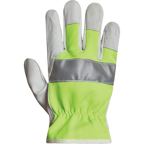 Gants de conducteur haute visibilit&eacute; avec bandes r&eacute;fl&eacute;chissantes Endura, 3T-Grand, Paume en Cuir fleur de ch&egrave;vre Cam Industrial