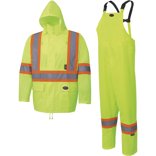 5619 150D Oxford Rain Suit, Polyester, 2X-Large, Lime-Yellow Cam Industrial