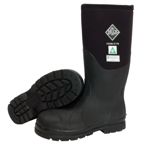 Chore Classic Fleece-Lined Work Boots, Rubber, Steel Toe, Size 5, Puncture Resistant Sole Cam Industrial