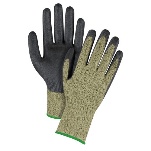 Black & Yellow Seamless Stretch Cut-Resistant Gloves, Size Medium/8, 13 Gauge, Foam Nitrile Coated, Aramid Shell, ASTM ANSI Level A6 Cam Industrial