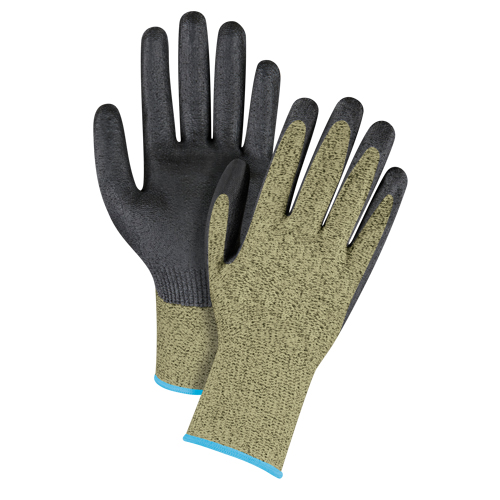 Black & Yellow Seamless Stretch Cut-Resistant Gloves, Size X-Large/10, 13 Gauge, Foam Nitrile Coated, Aramid Shell, ASTM ANSI Level A6 Cam Industrial