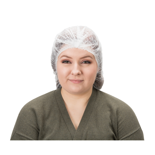 Pleated Bouffant Cap, Polypropylene, 19", White Cam Industrial